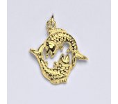 Zlatý přívěsek,znamení zvěrokruhu ryby,žluté zlato,14 kt, P 982