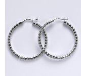 Zlaté náušnice z bílého zlata s čirými zirkony, kruhy, 8,06 g