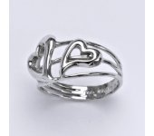 Zlatý prsten se srdíčky, bílé zlato 14 ct, srdce, T 958  v v