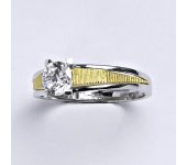 Zlatý prsten, prstýnek, prsten ze zlata, bílé zlato, žluté zlato, zirkon, váha 2,53 g, vel.56