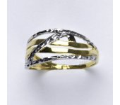 Zlatý prsten, bílé, žluté zlato, prstýnek ze zlata, zirkon, 2,38 g, vel. 58