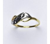 Zlatý prsten, bílé, žluté zlato, prstýnek ze zlata, zirkon, 1,74 g, vel. 55,5