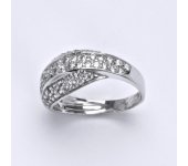 Prsten z bílého zlata 14 karátů, syntetický zirkon, váha 4,00 g, vel.54