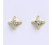 Zlaté náušnice, žluté zlato na šroubek, zirkon, náušničky ze zlata 1,87 g 