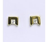 Zlaté náušnice, žluté zlato na šroubek, zirkon, náušničky ze zlata 1,72 g 