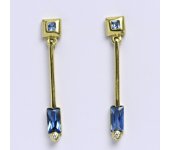 Zlaté náušnice, žluté zlato na šroubek, akvamarín, náušničky ze zlata 2,76 g 