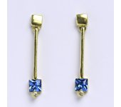 Zlaté náušnice, žluté zlato na šroubek, akvamarín, náušničky ze zlata 2,79 g 