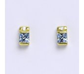 Zlaté náušnice, žluté zlato na šroubek, akvamarín, náušničky ze zlata 2,23 g  
