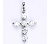 Přívěsek z bílého zlata 14 ct, kříž, křížek, syntetický zirkon, váha 2,41 g  