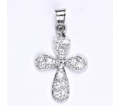 Přívěsek z bílého zlata 14 ct, kříž, křížek, syntetický zirkon, váha 2,06 g