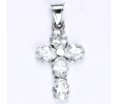 Přívěsek z bílého zlata 14 ct, kříž, křížek, syntetický zirkon, váha 2,06g 