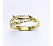 Prsten ze žlutého zlata 14 karátů, syntetický zirkon, váha 2,91 g, vel.52. 