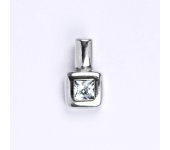 Přívěsek z bílého zlata 14 ct, syntetický akvamarín, váha 1,58g 