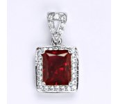 Přívěsek z bílého zlata 14 ct, syntetický rubín, syntetický zirkon, váha 4,29 g 