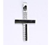 Přívěsek z bílého zlata 14 ct, syntetický zirkon, křížek, váha 2,70 g 