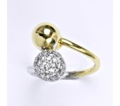 Prsten kombinace bílé a žluté zlato 14 karátů, syntetický zirkon, váha 5,05 g, vel.56,5.