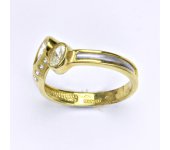 Prsten kombinace bílé a žluté zlato 14 karátů, syntetický zirkon, váha 3,48 g, vel.56. 