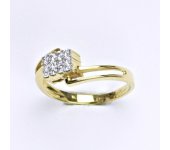 Prsten ze žlutého zlato 14 karátů, syntetický zirkon, váha 2,90 g, vel.55. 