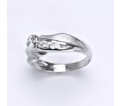 Prsten z bílého zlata 14 karátů, syntetický zirkon, váha 3,47 g, vel.55  