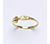 Prsten ze žlutého zlata 14 karátů, syntetický zirkon, váha 1,63 g, vel.55 
