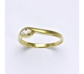 Prsten ze žlutého zlata 14 karátů, syntetický zirkon, váha 2,16 g, vel.57 