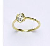 Prsten ze žlutého zlata 14 karátů, syntetický zirkon, váha 1,98 g, vel.55