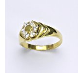 Prsten ze žlutého zlata 14 karátů, syntetický zirkon, kytička, váha 3,38 g, vel.56 
