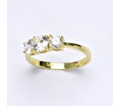 Prsten ze žlutého zlata 14 karátů, syntetický zirkon, váha 2,78 g, vel.56
