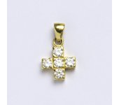 Přívěsek ze žlutého zlata 14 ct, křížek, syntetický zirkon, váha 1,40 g  