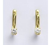 Zlaté náušnice,  žluté zlato 14 ct, zapínání na patent, zirkon, váha 1,91 g  