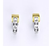 Náušnice kombinace žluté a bílé zlato 14 karátů, kruhy, syntetický zirkon, váha 4,43 g  