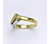 Prsten kombinace žluté a bílé zlato 14 karátů, syntetický zirkon, váha 2,71 g, vel.53,5  