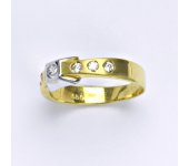 Prsten kombinace žluté a bílé zlato 14 karátů, syntetický zirkon, váha 2,87 g, vel.57  