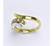 Prsten kombinace žluté a bílé zlato 14 karátů, syntetický zirkon, váha 3,48 g, vel.54  