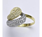 Zlatý prsten, prstýnek, žluté a bílé zlato, prsten ze zlata, zirkon, váha 5,08 g, vel.57