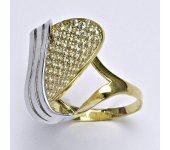 Zlatý prsten, prstýnek, žluté a bílé zlato, prsten ze zlata, zirkon, váha 5,23 g, vel.58 