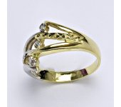 Zlatý prsten, prstýnek, žluté a bílé zlato, prsten ze zlata, zirkon, váha 3,45 g, vel.57 