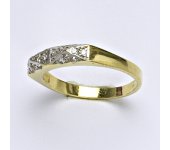 Zlatý prsten, prstýnek, žluté a bílé zlato, prsten ze zlata, zirkon, váha 2,69 g, vel.56  