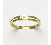 Zlatý prsten s čirým zirkonem, žluté zlato, prstýnek ze zlata, čirý zirkon, 1,65 g, vel.55