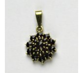 Zlatý přívěsek, žluté zlato, přívěšek ze zlata, granát, 2,89 g