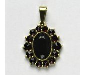 Zlatý přívěsek, žluté zlato, přívěšek ze zlata, granát, 3,98 g