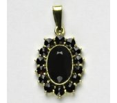 Zlatý přívěsek, žluté zlato, přívěšek ze zlata, granát, 4,17 g