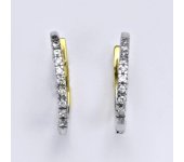 Zlaté náušnice, kombinace bílé a žluté zlato, syntetický zirkon, zapínání na patent, váha 3,61 g
