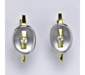 Zlaté náušnice, kombinace bílé a žluté zlato, syntetický zirkon, zapínání na patent, váha 3,82 g