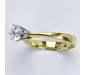 Zlatý prsten, kombinace bílé a žluté zlato, syntetický zirkon, váha 3,16 g, vel.54,5  