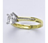 Zlatý prsten, kombinace bílé a žluté zlato, syntetický zirkon, váha 3,24 g, vel.57,5