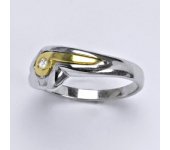 Zlatý prsten, kombinace bílé a žluté zlato, syntetický zirkon, váha 3,78 g, vel.57 