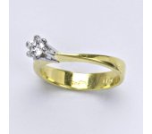 Zlatý prsten, kombinace bílé a žluté zlato, syntetický zirkon, váha 3,38 g, vel.51 