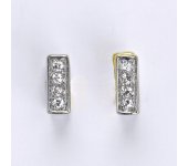 Zlaté naušnice,žluté a bílé zlato,čtverec 1x1cm, 3,69g se zirkony