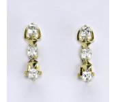 Zlaté náušnice s čirými zirkony na patent, žluté zlato, váha 2,94 g